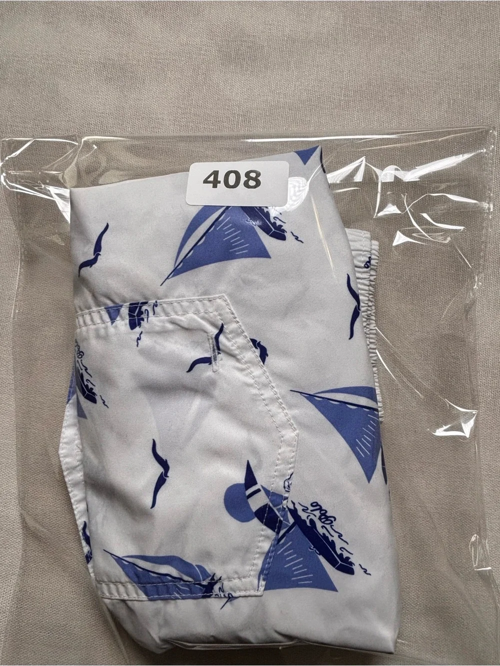 Polo Ralph Lauren Polo Bear Sailboat Swim Trunks XXL White Blue Nautical #408